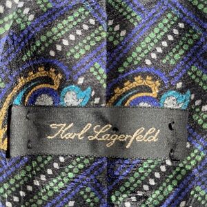Karl Lagerfeld Black and Green Paisley Tie
